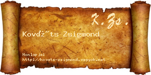 Kováts Zsigmond névjegykártya